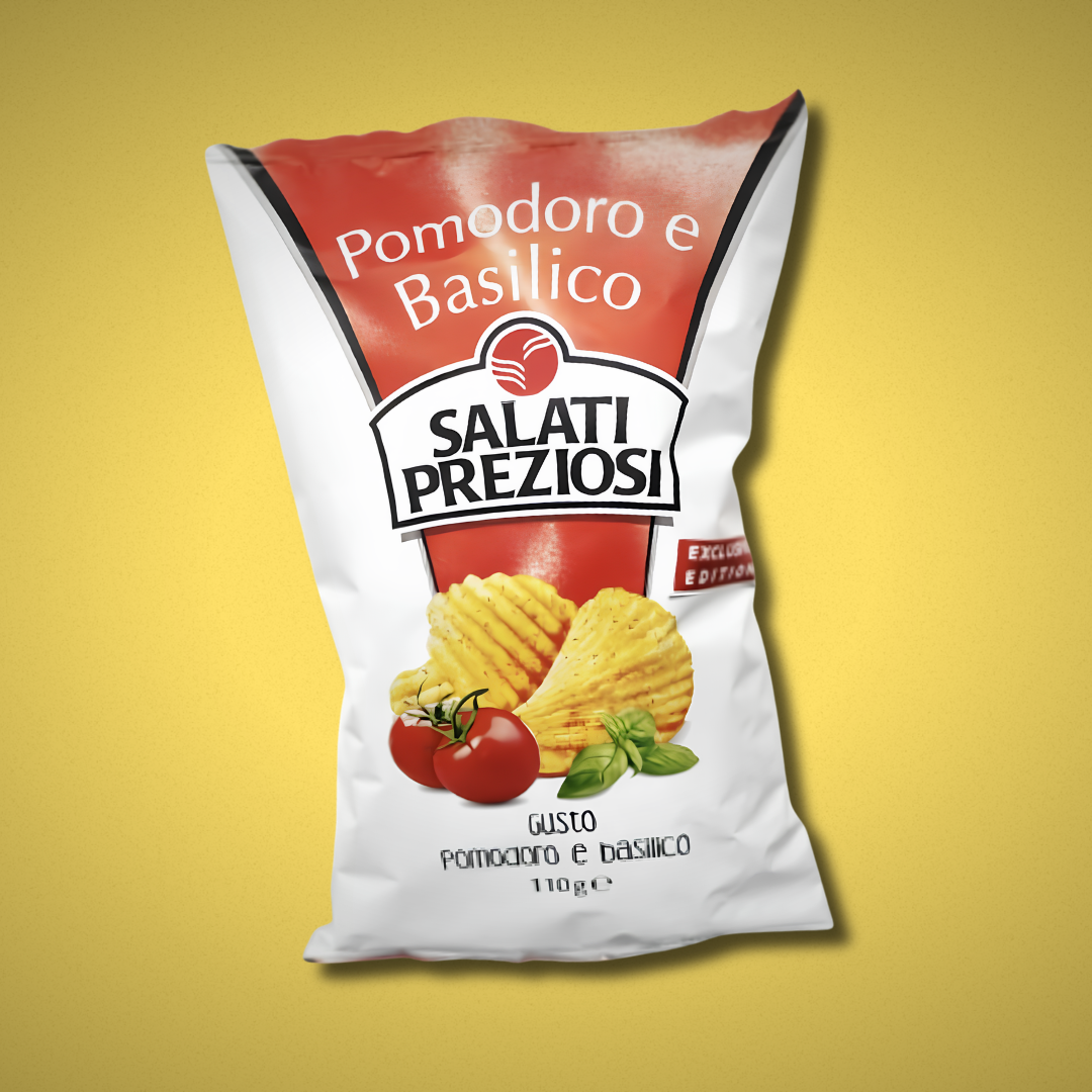Salati Preziosi Patatine Gusto Pomodoro e Basilico 120gr.