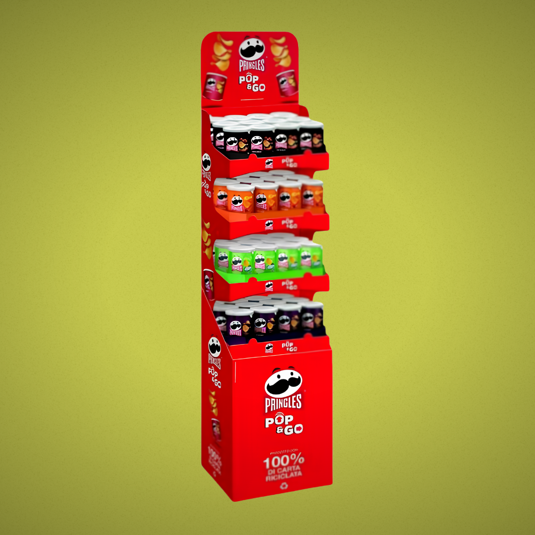 Pringles Espositore + Patatine - Classiche, BBQ, Paprika e Cipolla 40gr. x 144Pz.